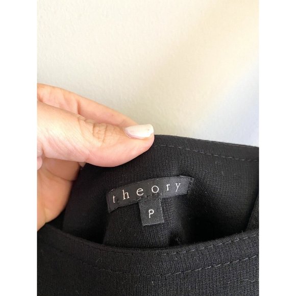 Theory Womens Black Mini Dress Button Square Neck Rayon Size P Petite - Picture 7 of 8